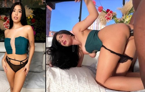 Здоровенный африканец брутально рвёт попку миловидной мулатке.